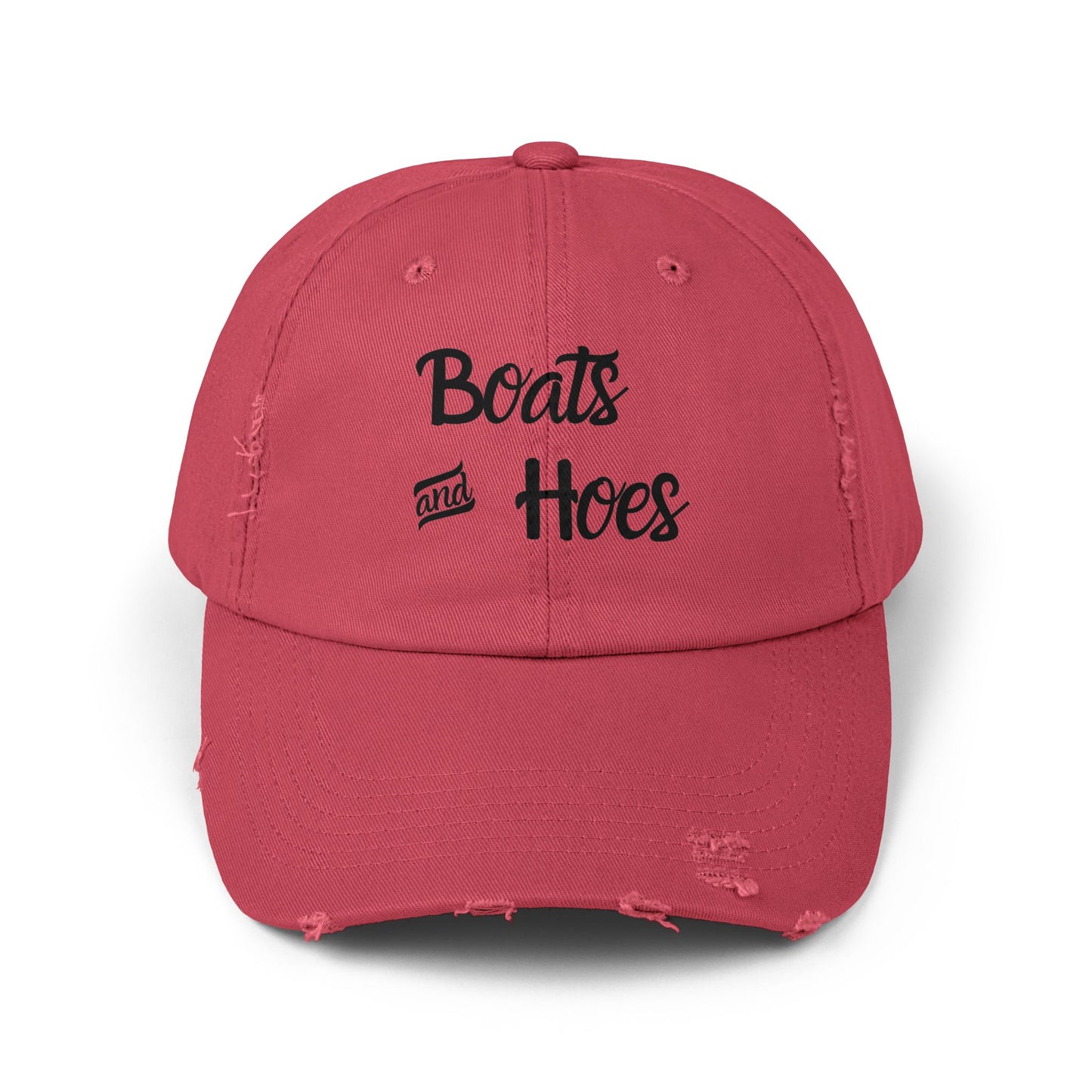 Boats and Hoes Unisex Distressed Cap - Fun Summer Hat for Beach Days and Parties