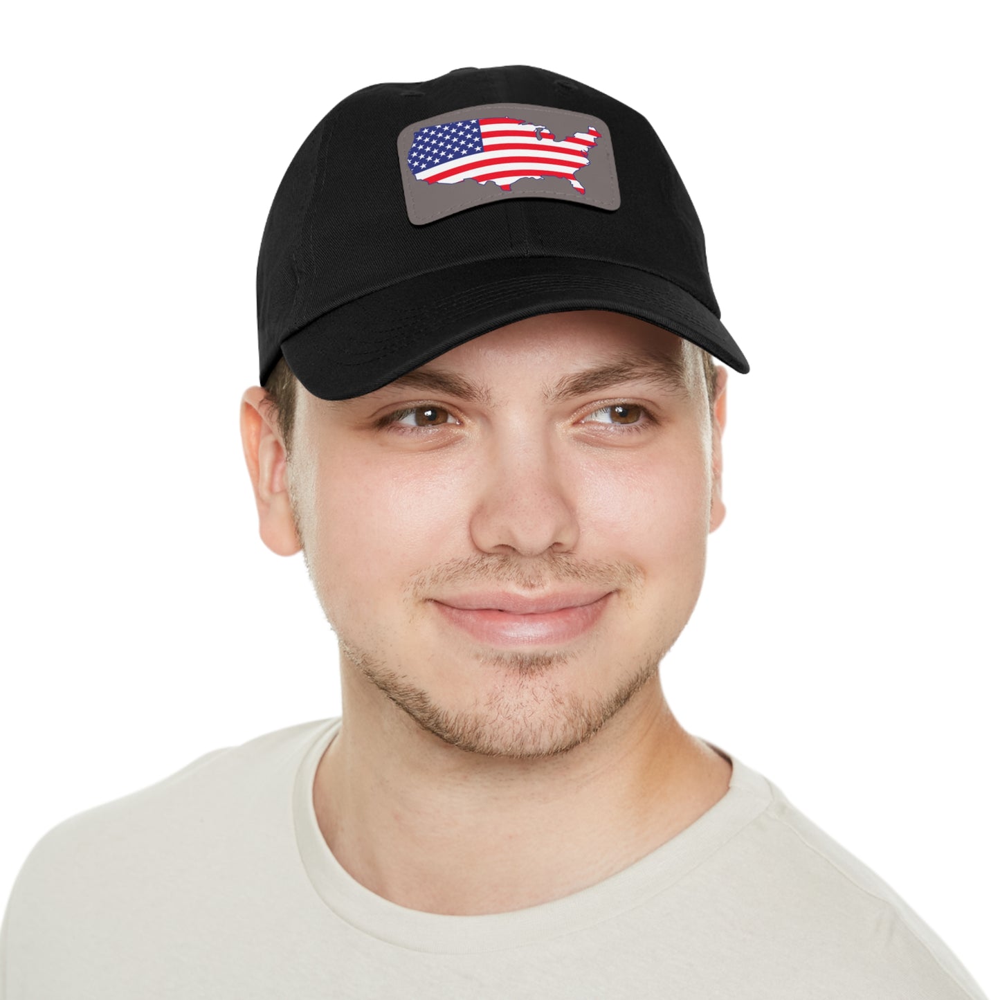 Patriotic Dad Hat with Leather Patch - USA Flag Cap for Outdoors