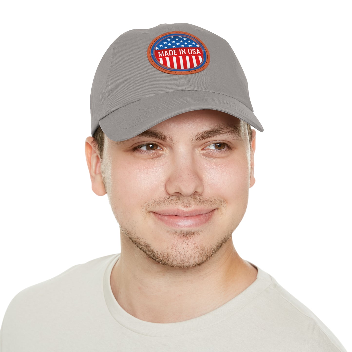 Patriotic Dad Hat with Leather Patch - Made in USA