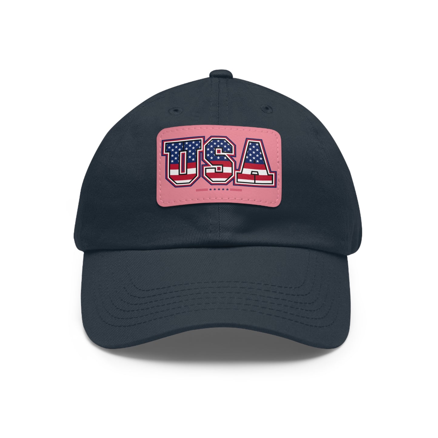 Patriotic USA Dad Hat with Leather Patch