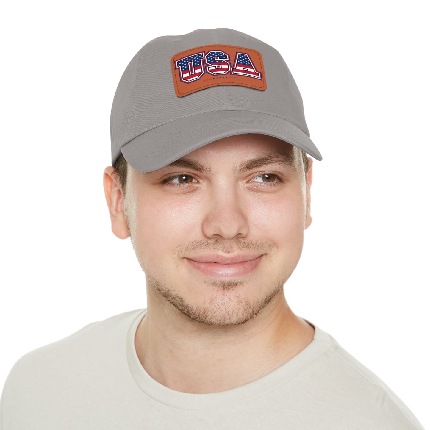 Patriotic USA Dad Hat with Leather Patch