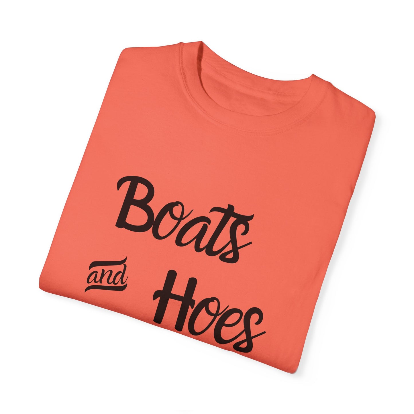 Unisex Garment-Dyed T-shirt: 'Boats and Hoes' Casual Tee for Summer Vibes