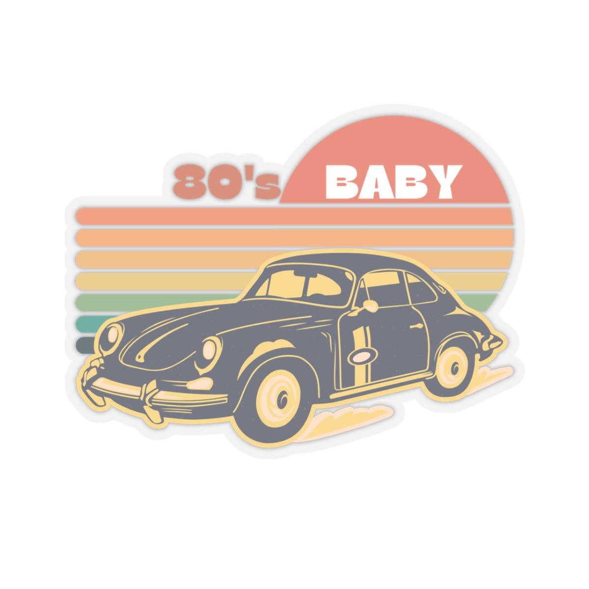 Retro 80's Baby Car Kiss-Cut Stickers - Perfect for Laptop, Water Bottles & More!