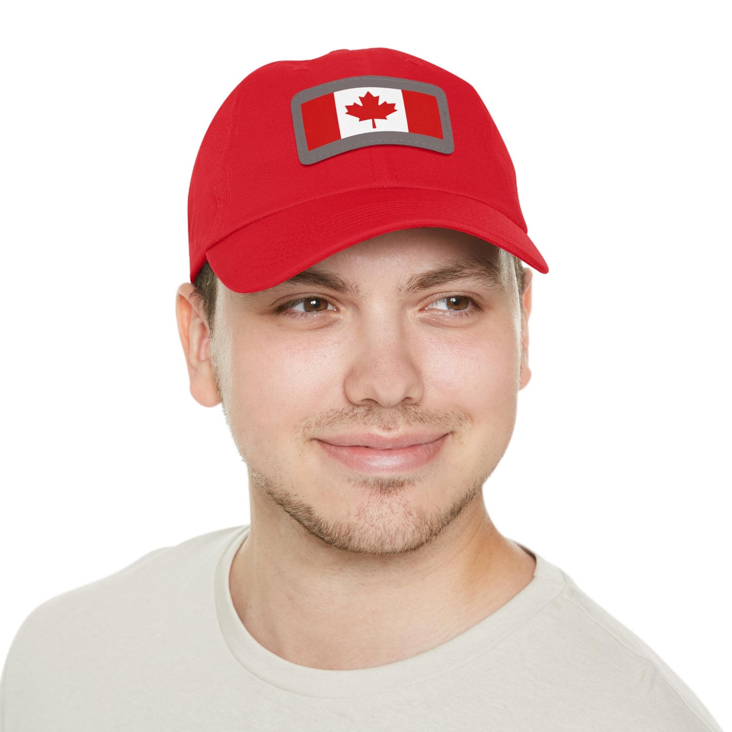 Canada Flag Dad Hat with Leather Patch | Classic White Cap for Outdoors & Celebrations