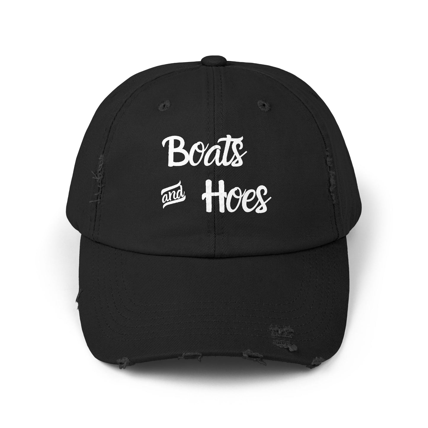 Unisex Distressed Cap - Boats and Hoes Cool Casual Hat for Summer Fun