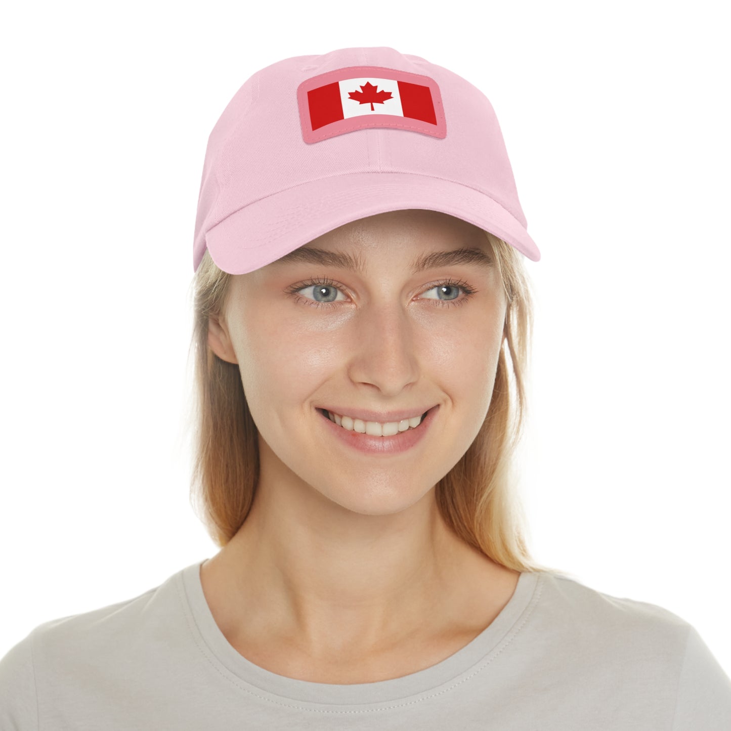 Canada Flag Dad Hat with Leather Patch | Classic White Cap for Outdoors & Celebrations