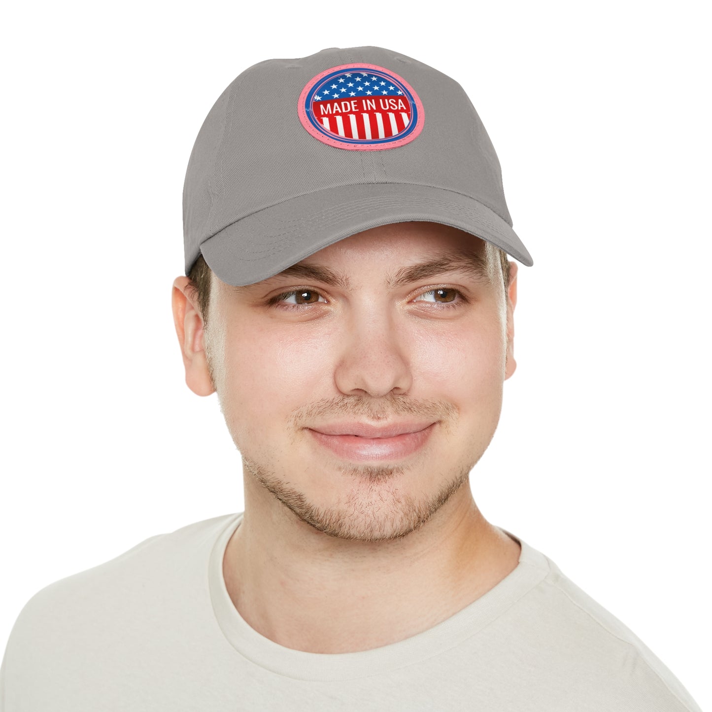 Patriotic Dad Hat with Leather Patch - Made in USA