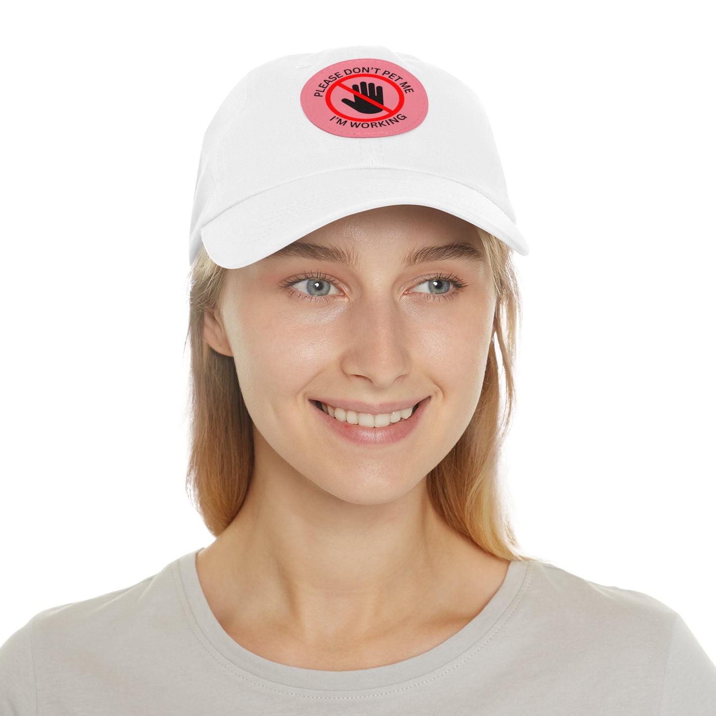 Funny Dad Hat with Leather Patch - 'Please Don't Pet Me, I'm Working'