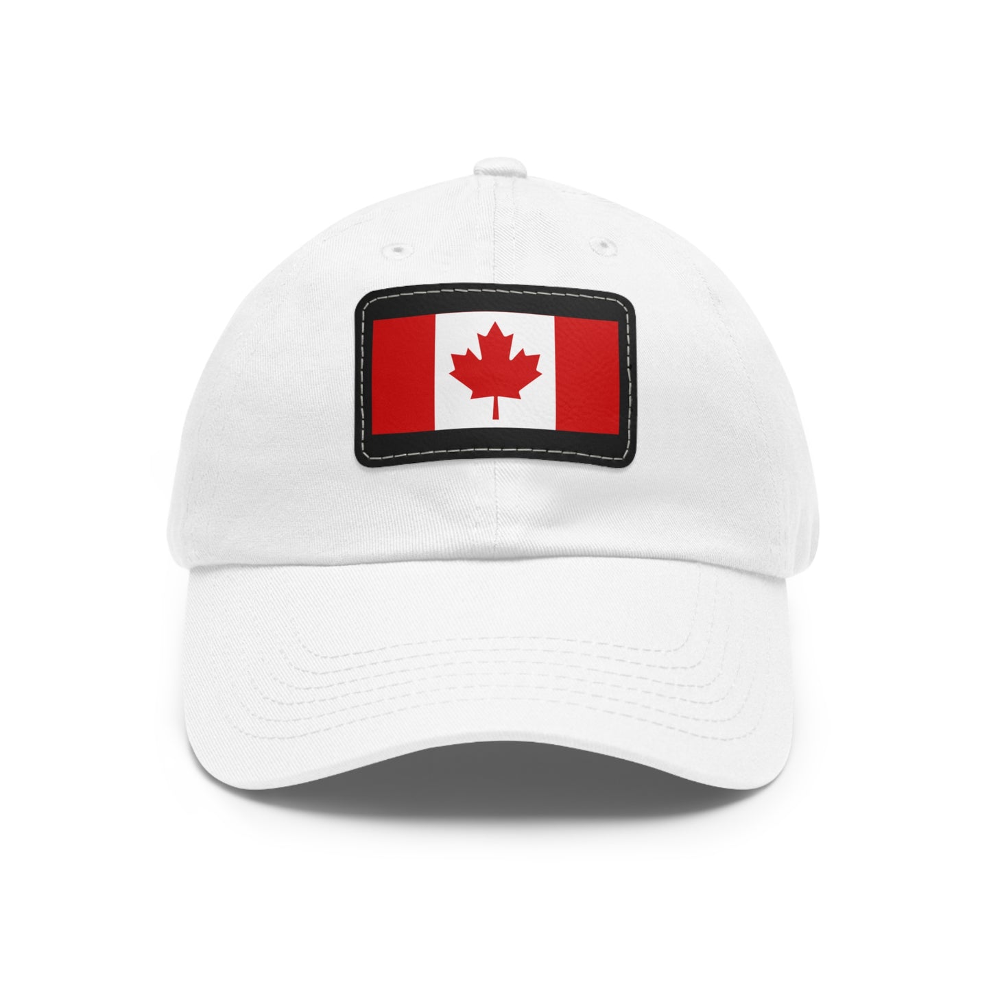 Canada Flag Dad Hat with Leather Patch | Classic White Cap for Outdoors & Celebrations