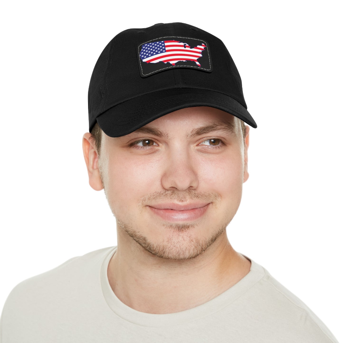 Patriotic Dad Hat with Leather Patch - USA Flag Cap for Outdoors