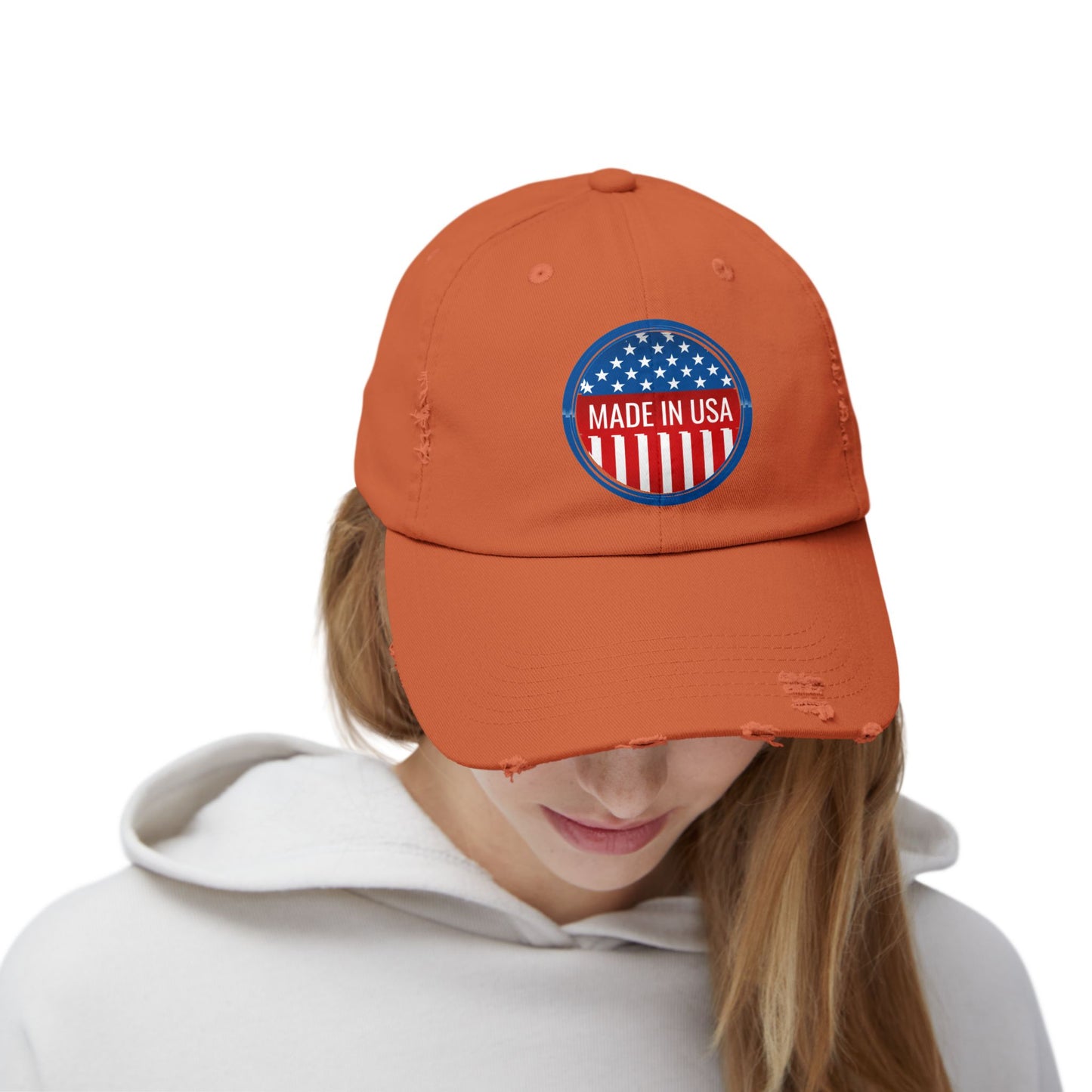 Unisex Distressed Cap with 'Made in USA' Patch - Perfect for Patriotic Events and Everyday Wear