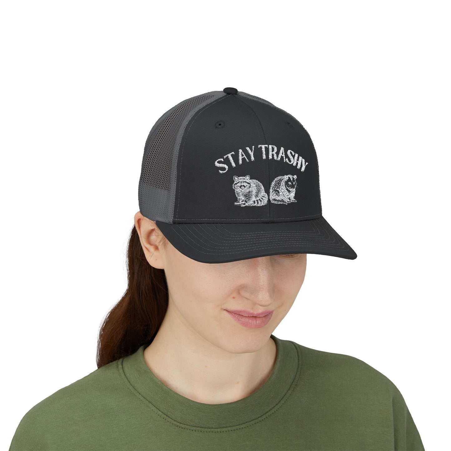 Stay Trashy Snapback Trucker Cap - Fun Casual Style for Raccoon Lovers