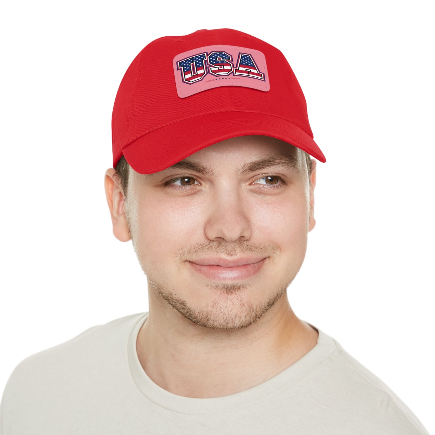 Patriotic USA Dad Hat with Leather Patch