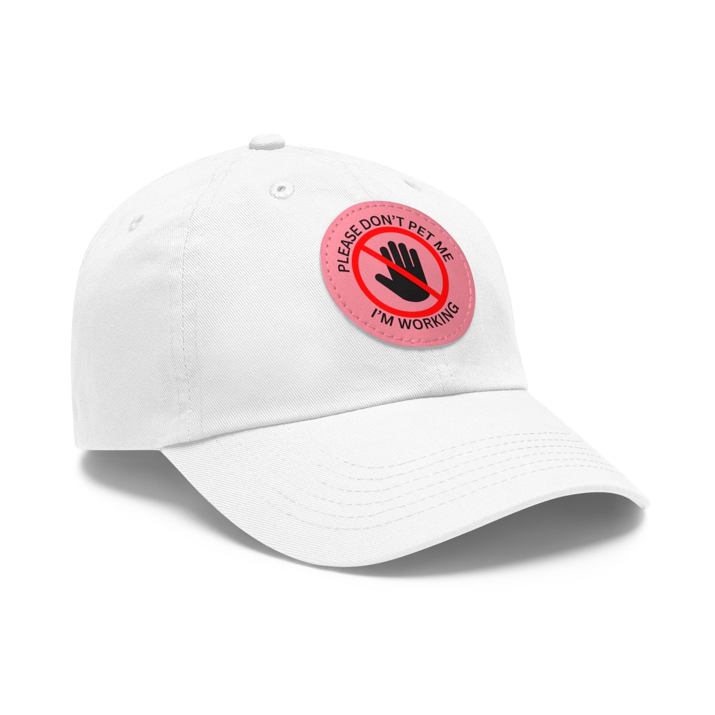 Funny Dad Hat with Leather Patch - 'Please Don't Pet Me, I'm Working'