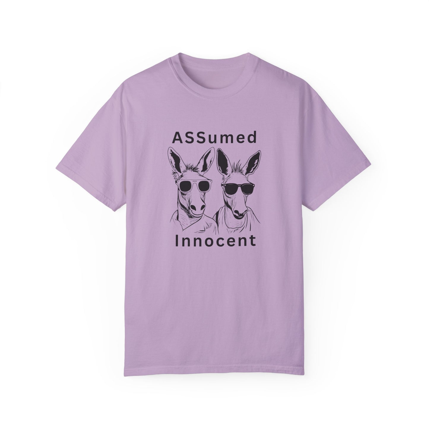 Unisex Garment-Dyed T-Shirt - Funny Kangaroo Design with 'ASSumed Innocent' Text