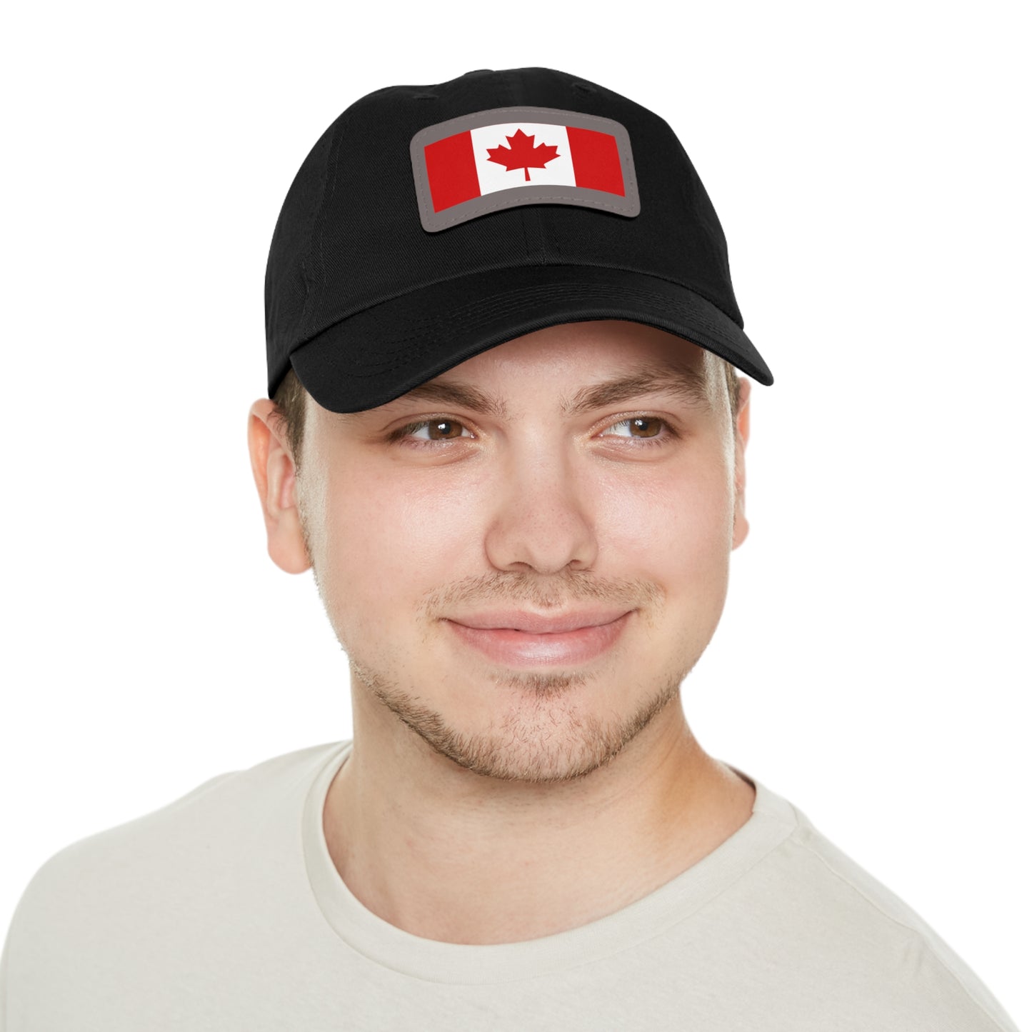 Canada Flag Dad Hat with Leather Patch | Classic White Cap for Outdoors & Celebrations