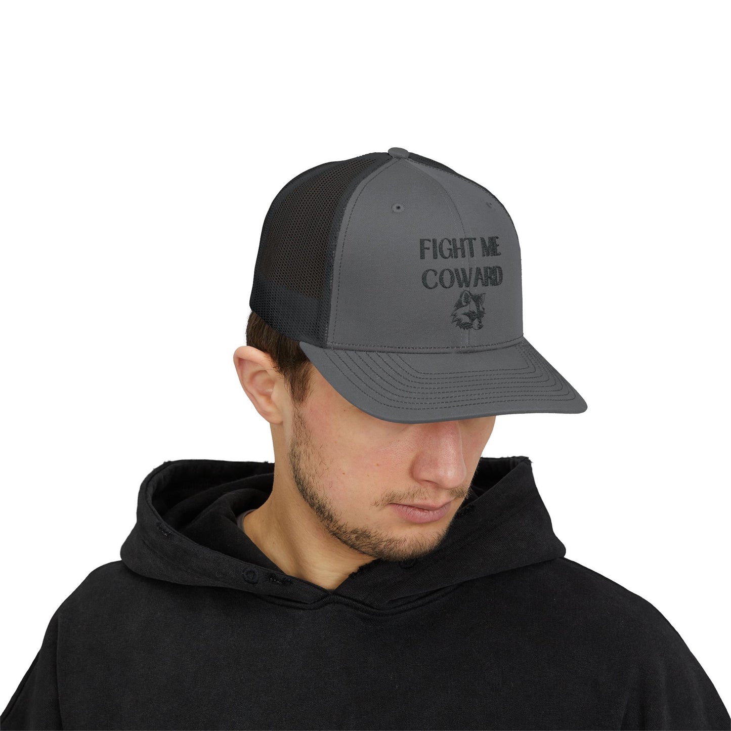 Fight Me Coward Snapback Trucker Cap - Unique Statement Hat for Bold Individuals