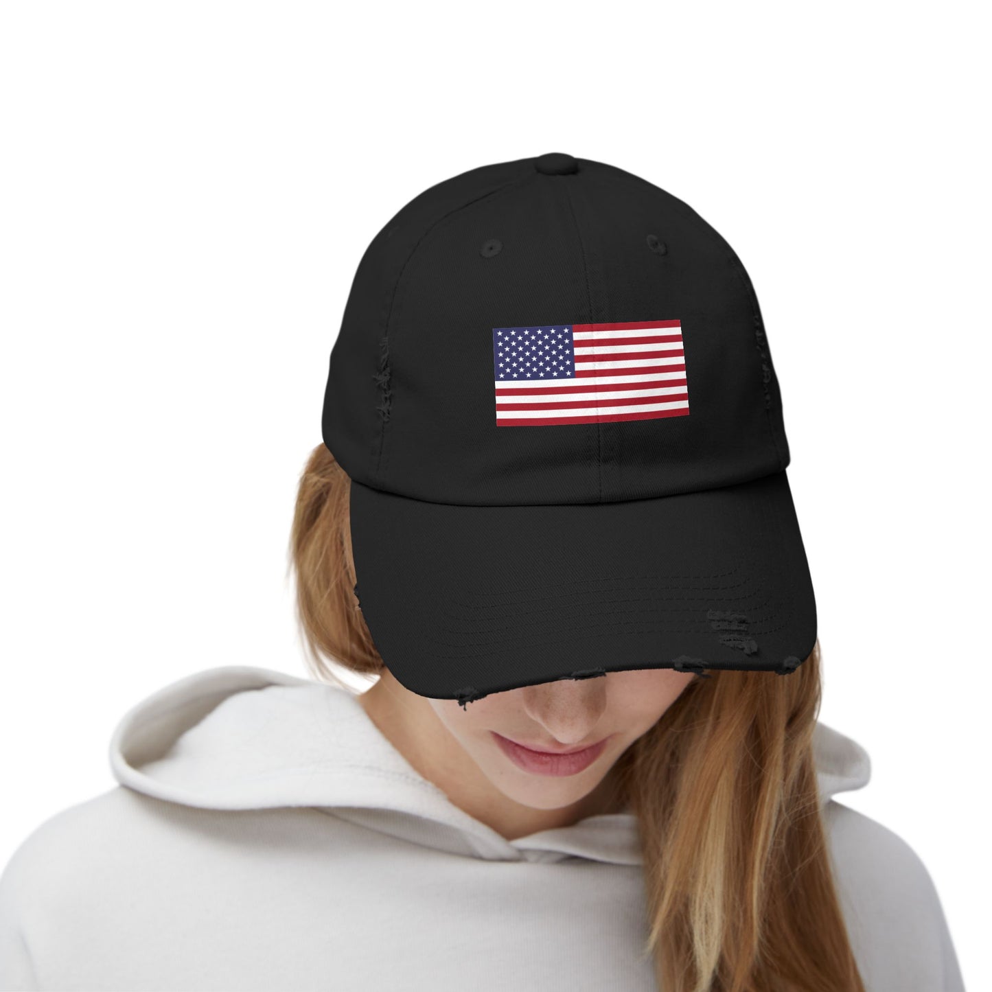 Unisex Distressed American Flag Cap - Trendy Pink Hat for Patriotic Style