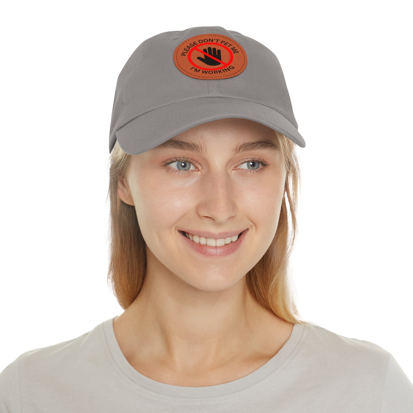 Funny Dad Hat with Leather Patch - 'Please Don't Pet Me, I'm Working'