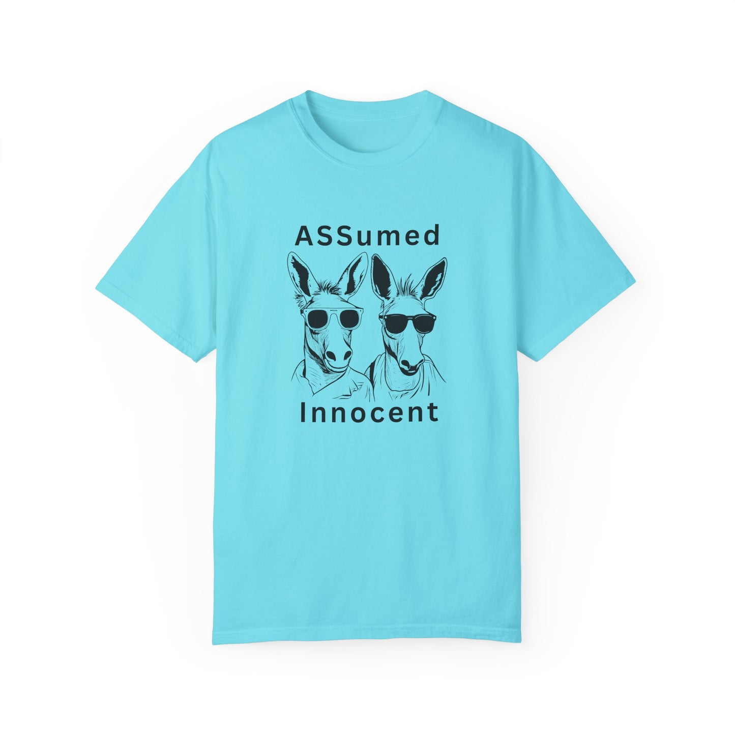 Unisex Garment-Dyed T-Shirt - Funny Kangaroo Design with 'ASSumed Innocent' Text