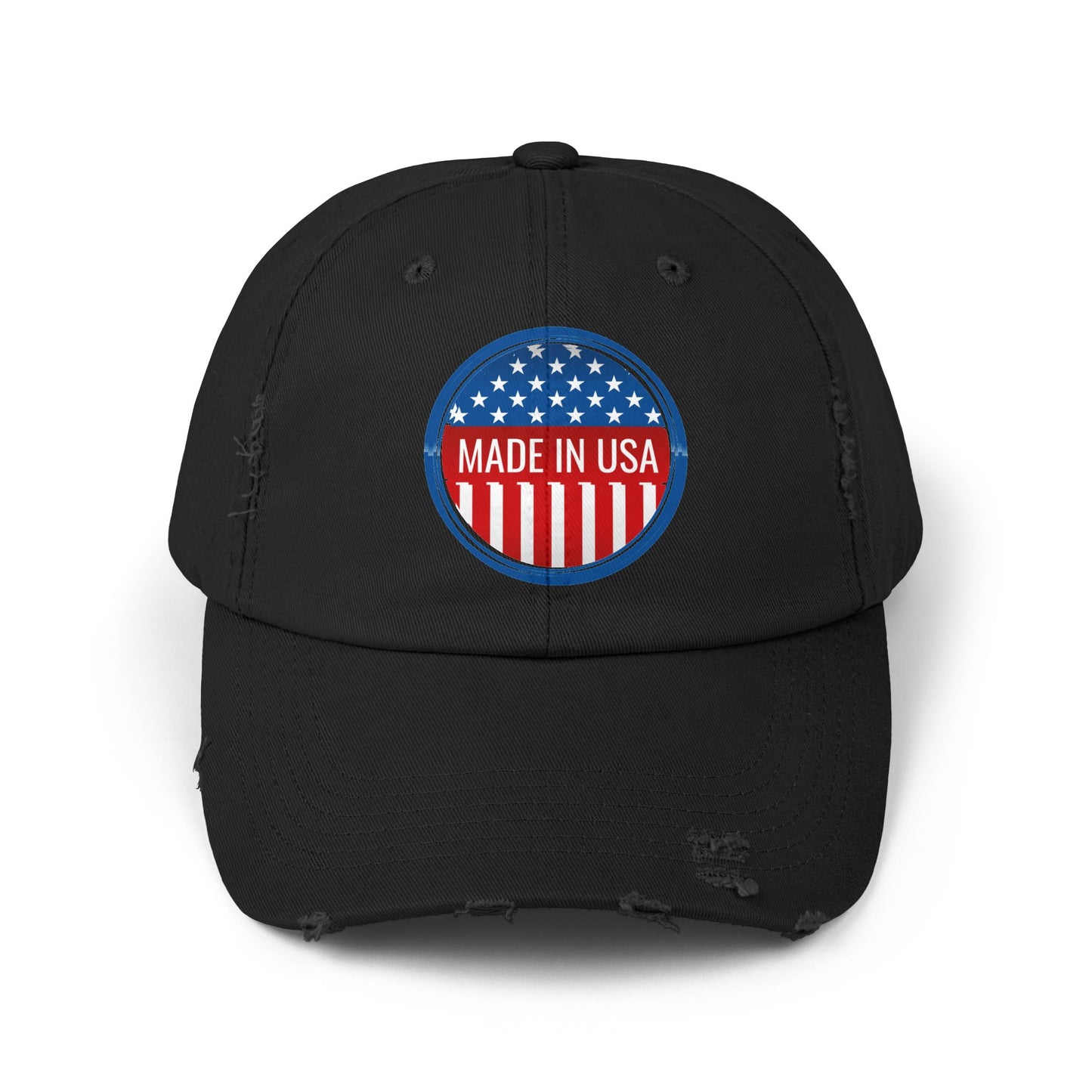 Unisex Distressed Cap with 'Made in USA' Patch - Perfect for Patriotic Events and Everyday Wear