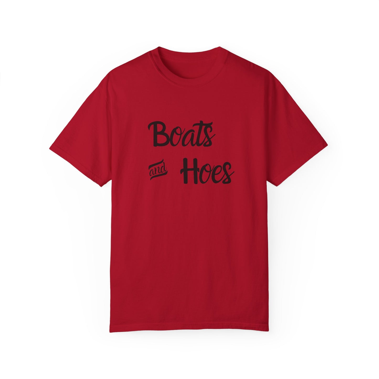 Unisex Garment-Dyed T-shirt: 'Boats and Hoes' Casual Tee for Summer Vibes