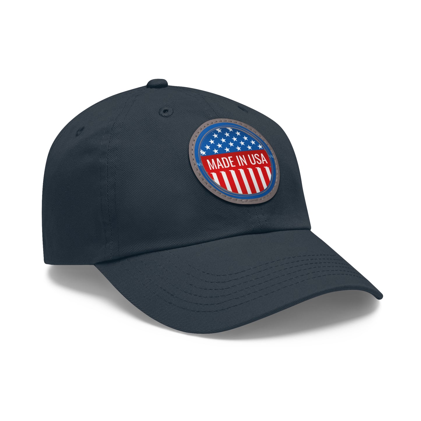 Patriotic Dad Hat with Leather Patch - Made in USA