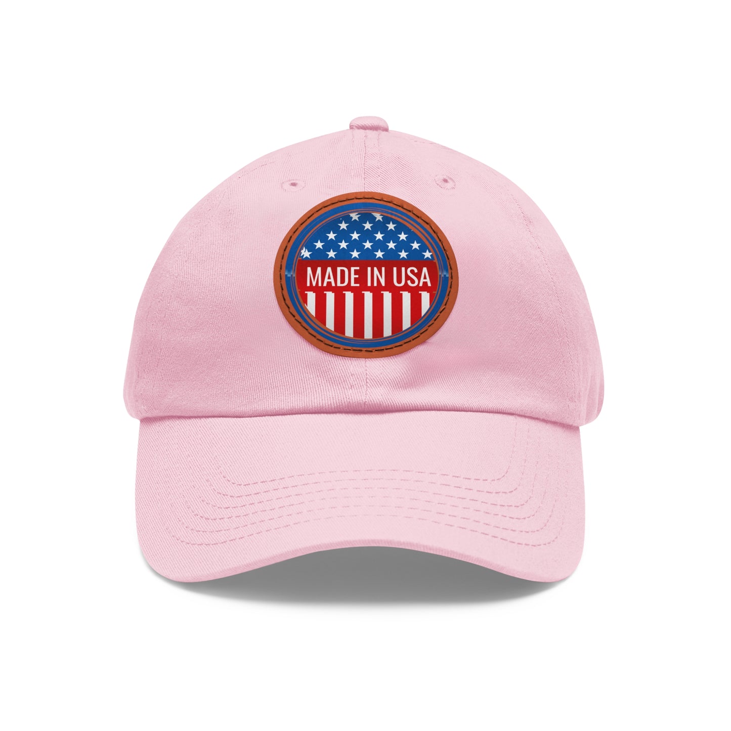 Patriotic Dad Hat with Leather Patch - Made in USA