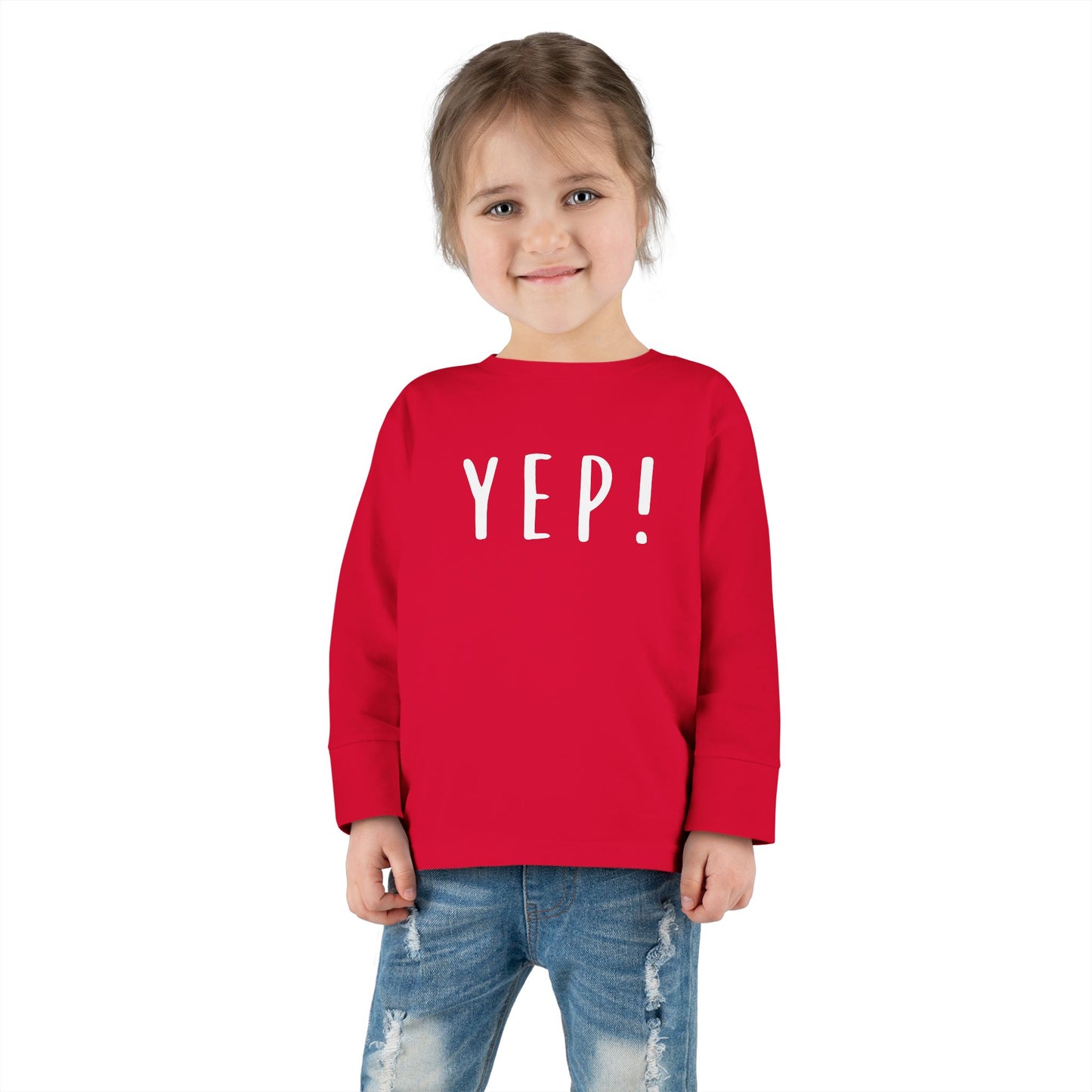 Toddler Long Sleeve Tee - Fun 'YEP!' Graphic Shirt for Kids