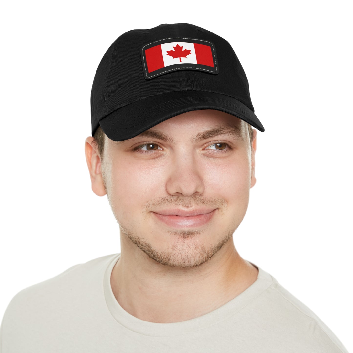 Canada Flag Dad Hat with Leather Patch | Classic White Cap for Outdoors & Celebrations