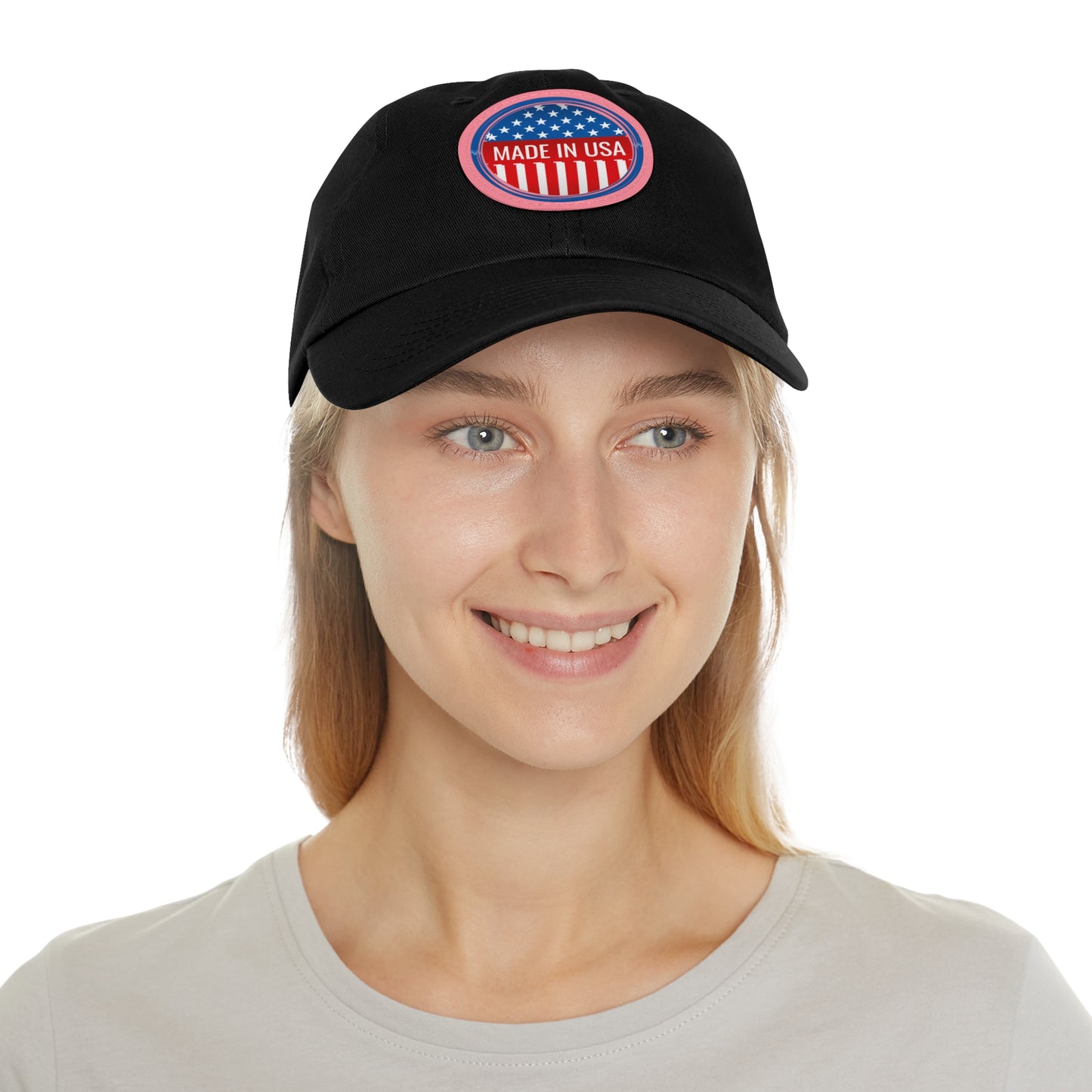 Patriotic Dad Hat with Leather Patch - Made in USA