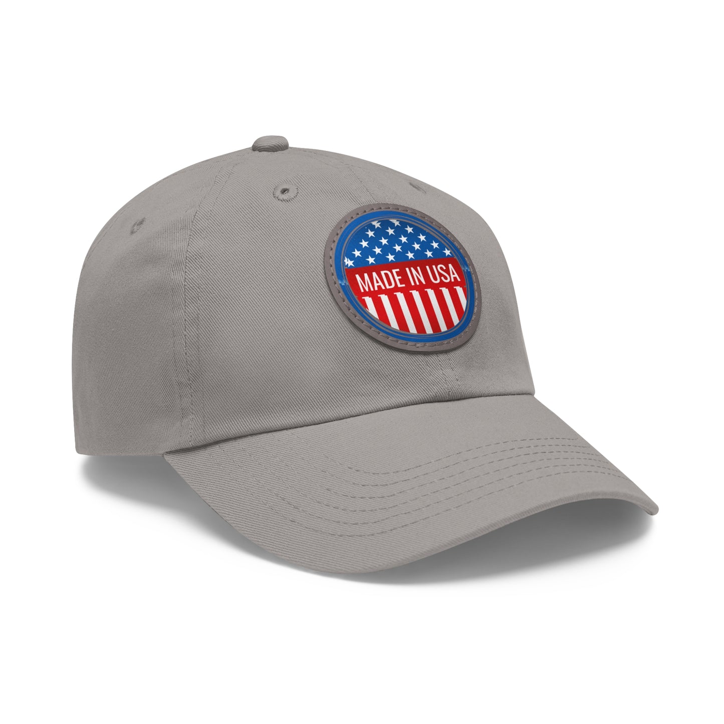 Patriotic Dad Hat with Leather Patch - Made in USA