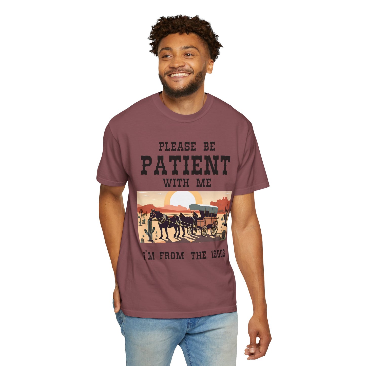 Vintage Patient Tee - Unisex Garment-Dyed T-Shirt with Retro 1900s Design