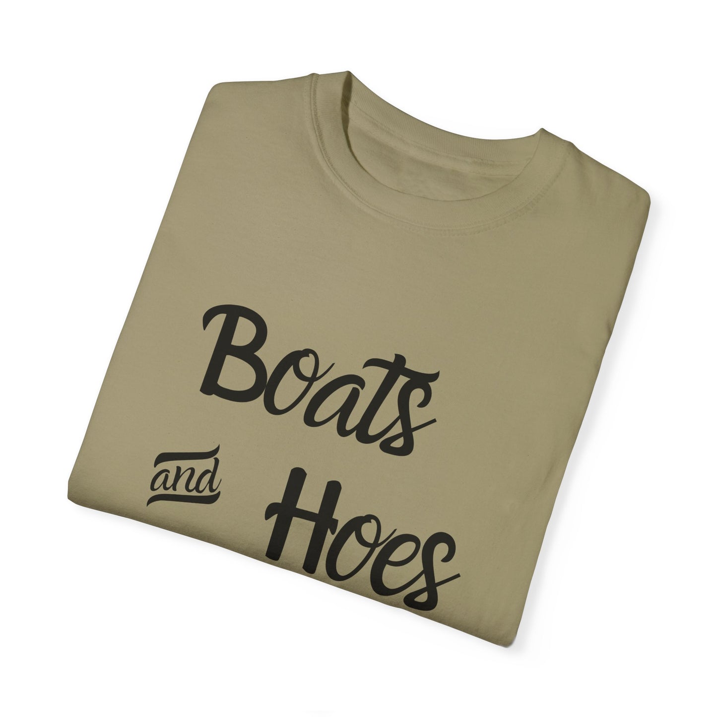 Unisex Garment-Dyed T-shirt: 'Boats and Hoes' Casual Tee for Summer Vibes