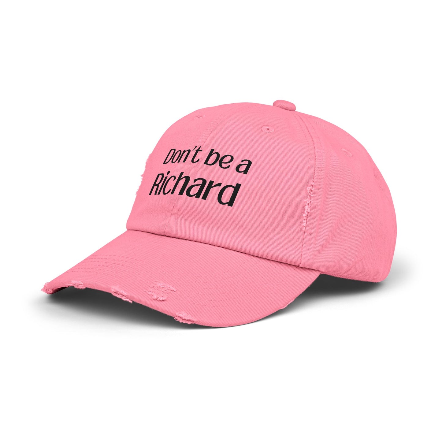 Funny Distressed Cap - 'Don't Be a Richard' Unisex Pink Hat