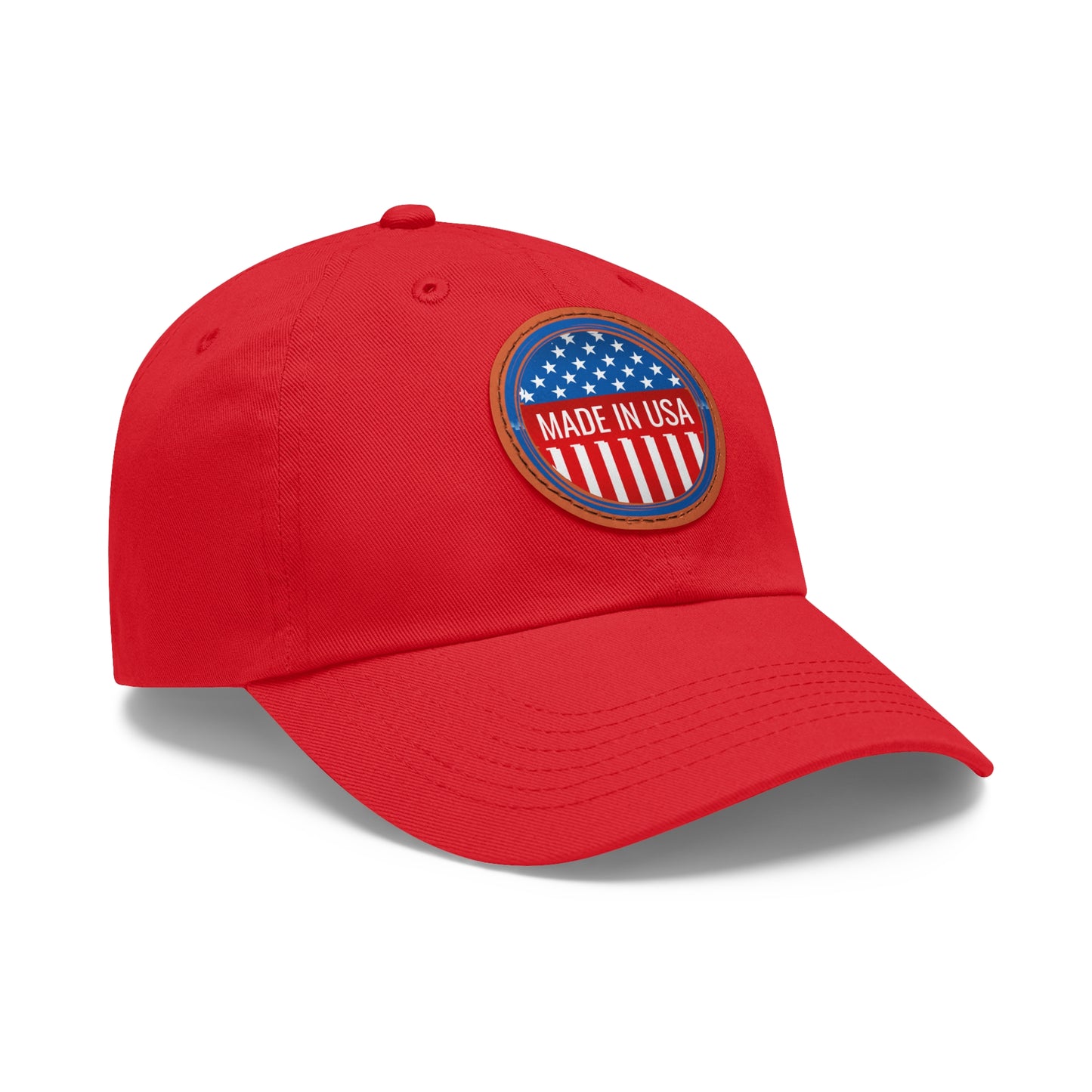 Patriotic Dad Hat with Leather Patch - Made in USA