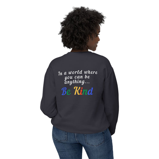 "Be Kind" Unisex Lightweight Crewneck Sweatshirt - Inspirational Apparel for Everyday Comfort