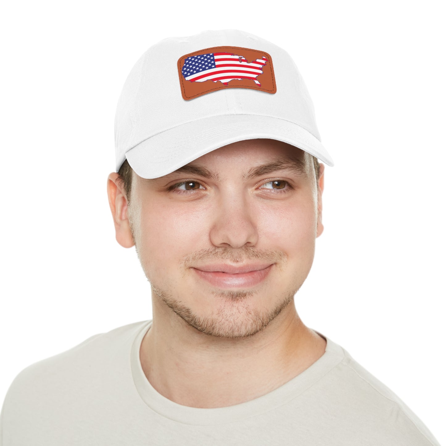 Patriotic Dad Hat with Leather Patch - USA Flag Cap for Outdoors