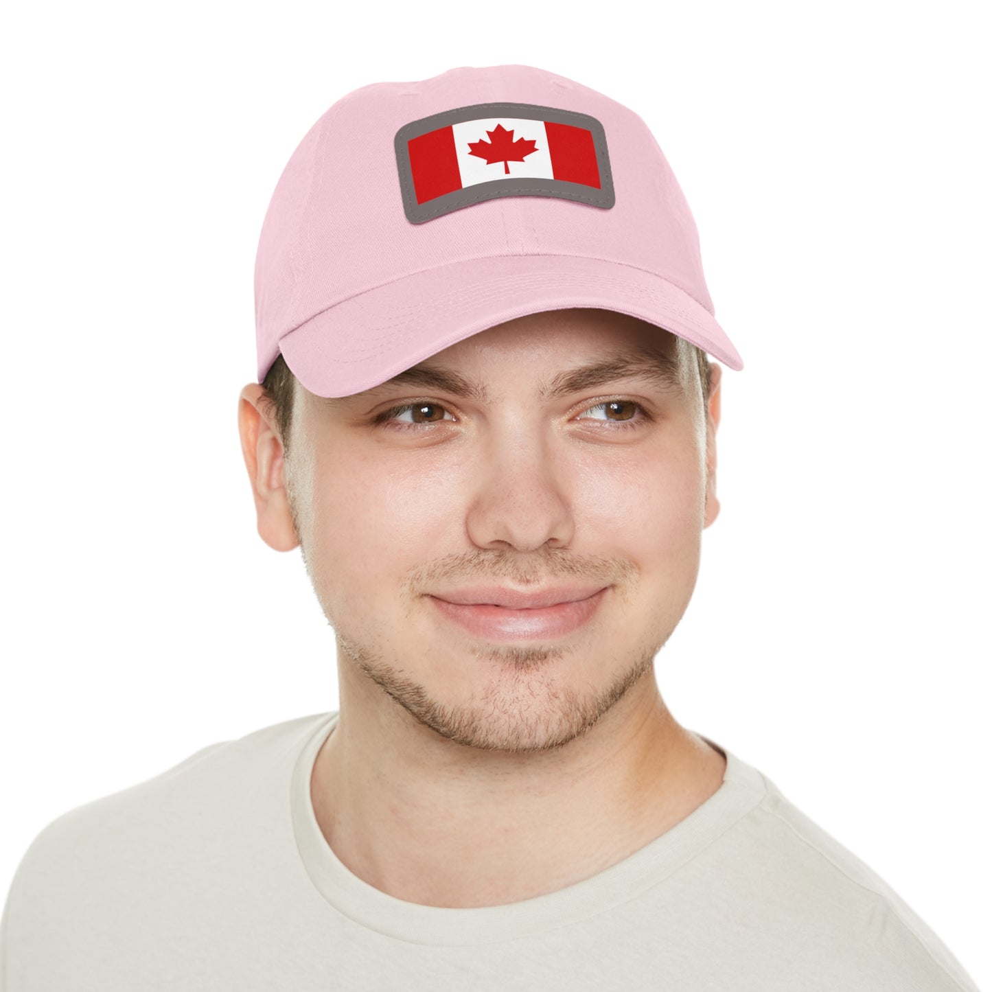 Canada Flag Dad Hat with Leather Patch | Classic White Cap for Outdoors & Celebrations