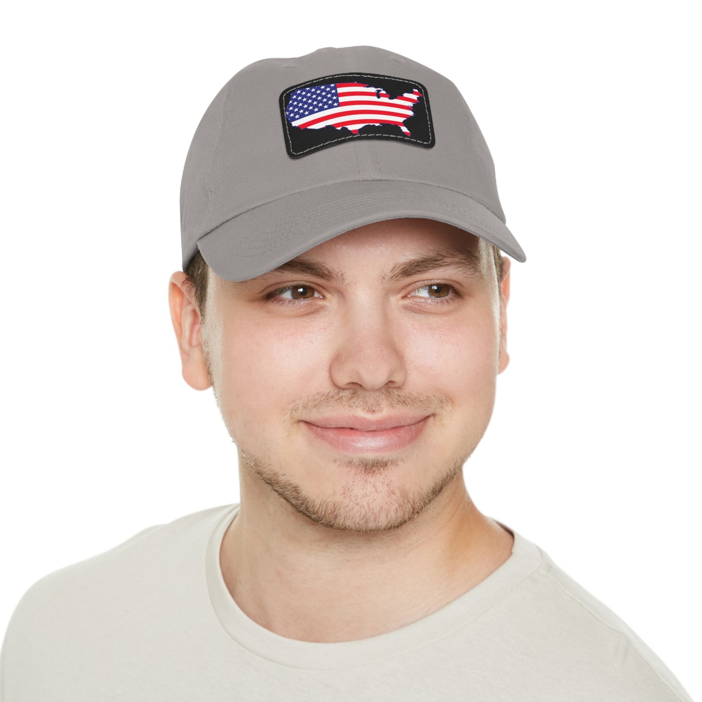 Patriotic Dad Hat with Leather Patch - USA Flag Cap for Outdoors