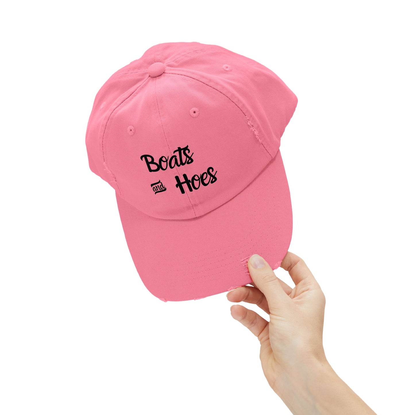 Boats and Hoes Unisex Distressed Cap - Fun Summer Hat for Beach Days and Parties