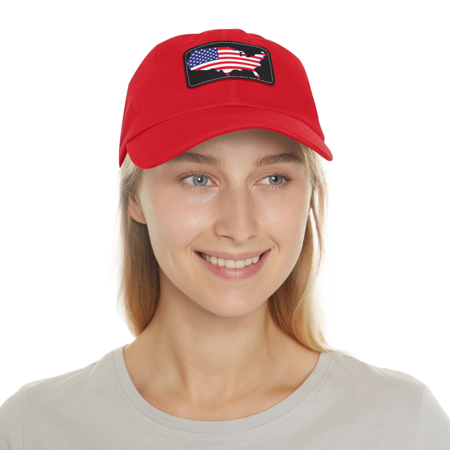 Patriotic Dad Hat with Leather Patch - USA Flag Cap for Outdoors