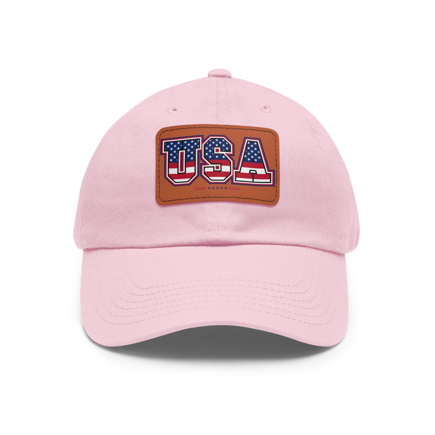 Patriotic USA Dad Hat with Leather Patch