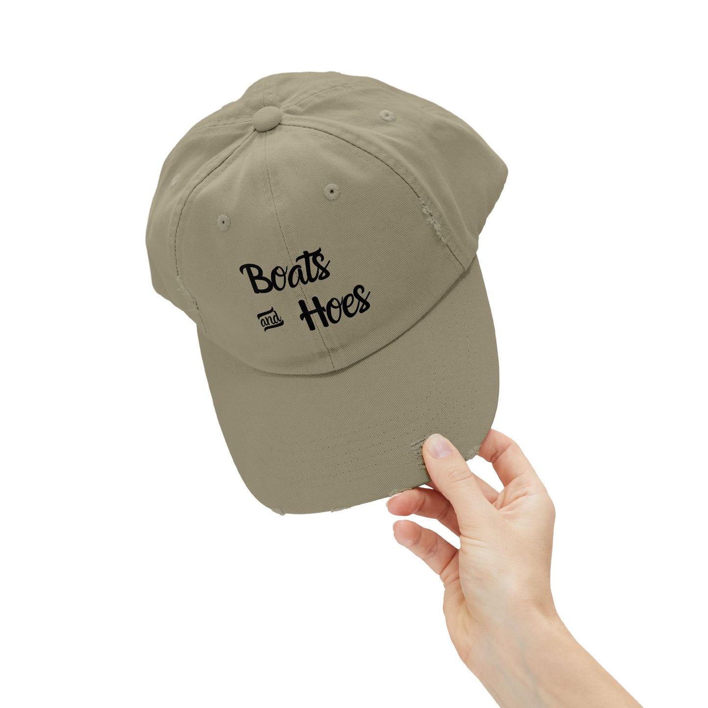 Boats and Hoes Unisex Distressed Cap - Fun Summer Hat for Beach Days and Parties