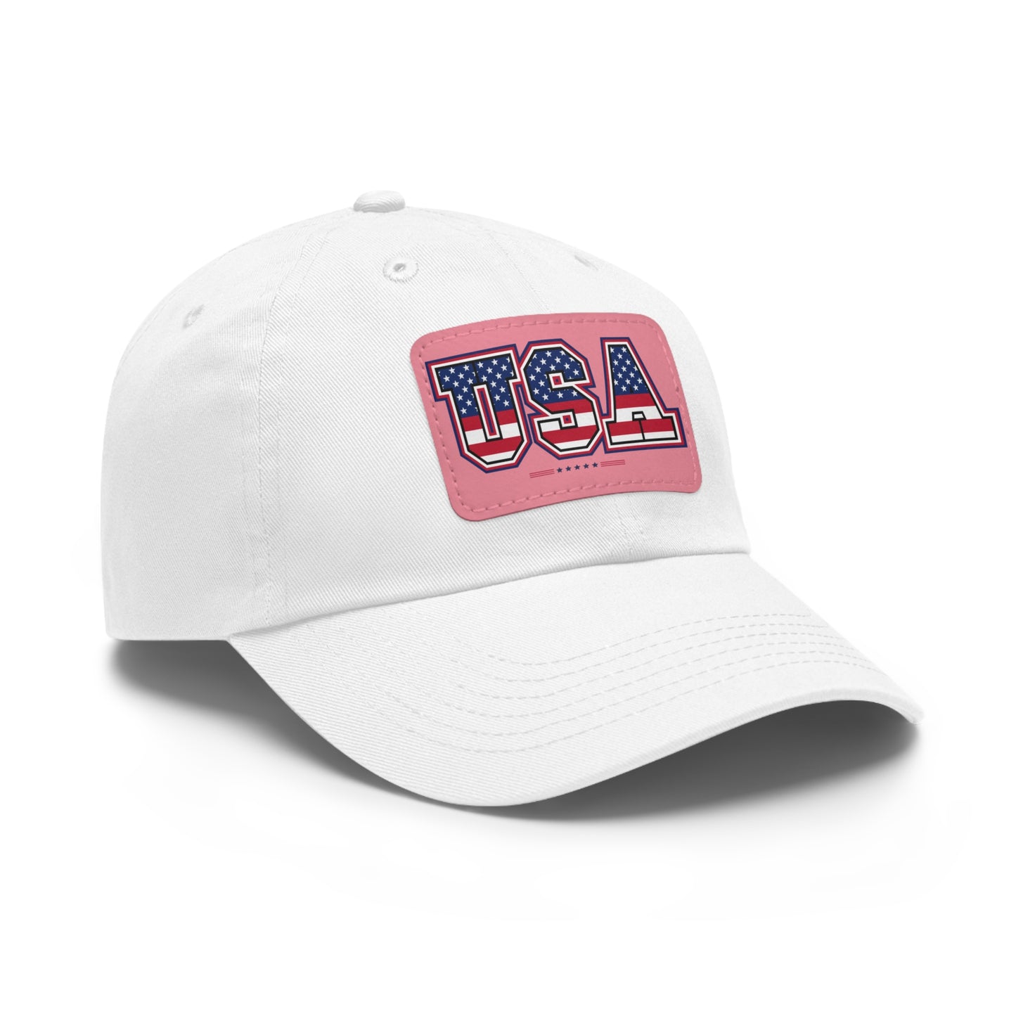 Patriotic USA Dad Hat with Leather Patch