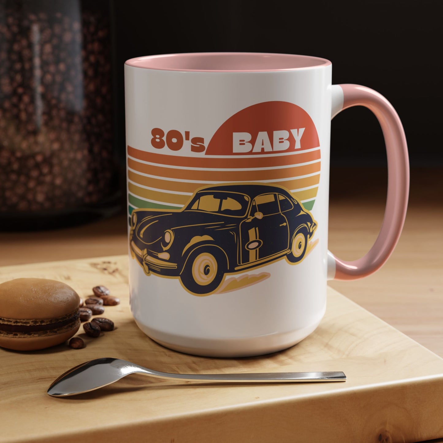 Retro 80's Baby Coffee Mug - Vintage Car Design, Perfect for Nostalgia Lovers