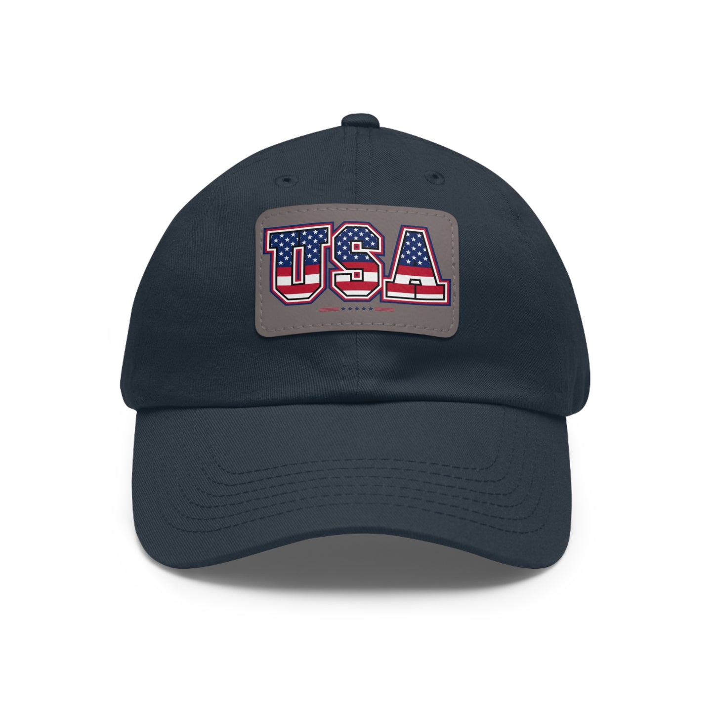 Patriotic USA Dad Hat with Leather Patch