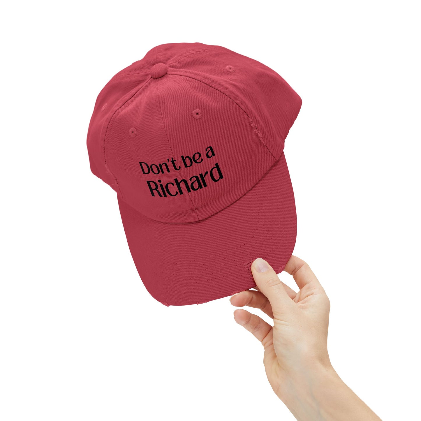 Funny Distressed Cap - 'Don't Be a Richard' Unisex Pink Hat