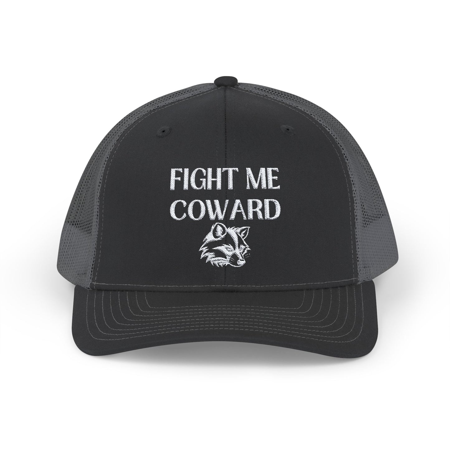 Embroidered 'Fight Me Coward' Snapback Trucker Cap for Bold Statements