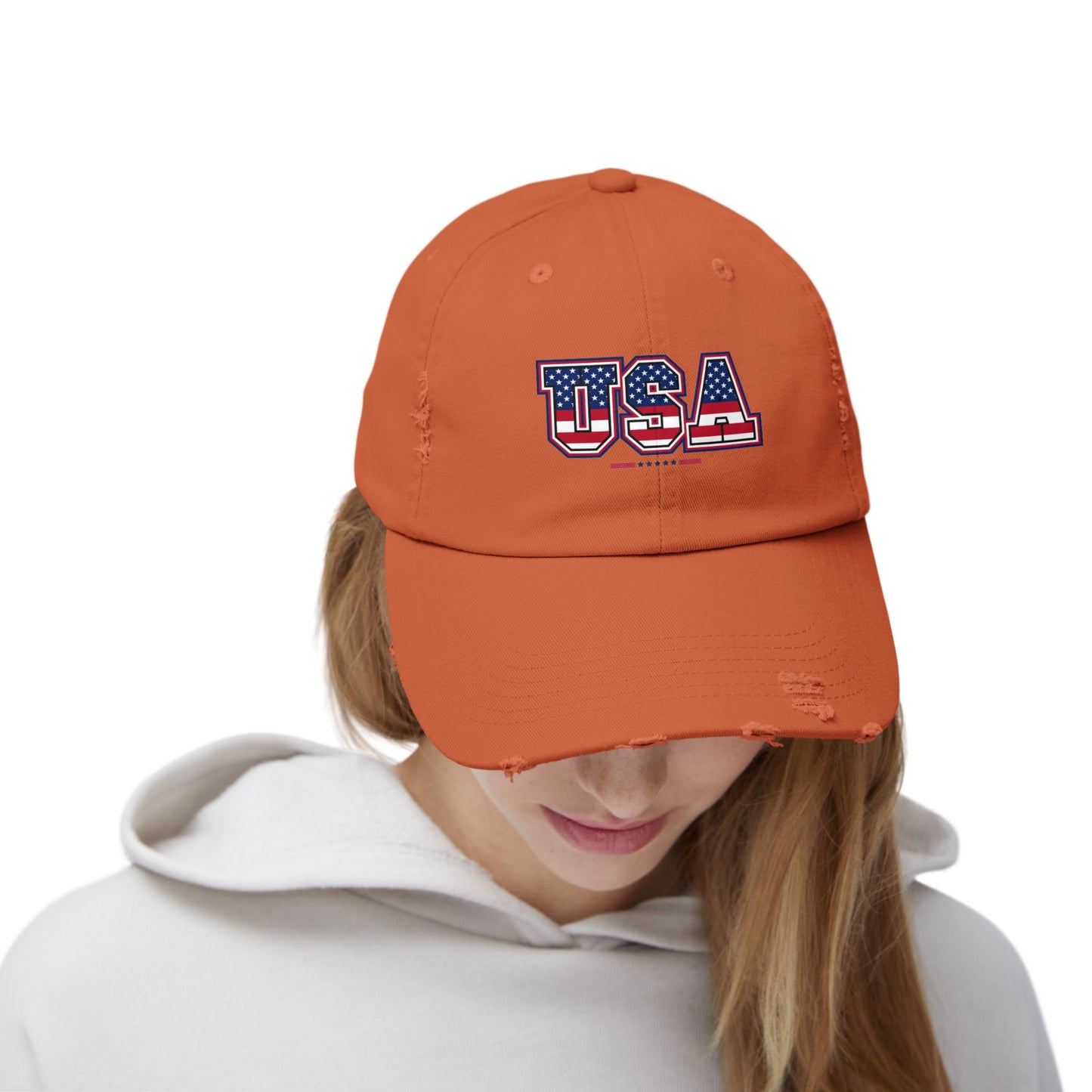 Unisex Distressed USA Cap - Casual Style for Outdoor Adventures